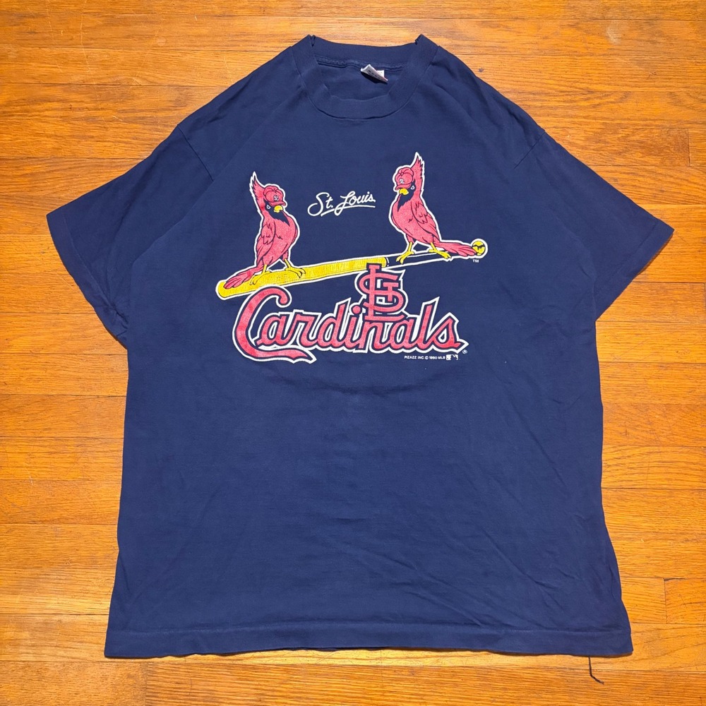 Vintage 1990 St Louis Cardinals MLB T-Shirt Fruit of the Loom XL Navy Blue 90s